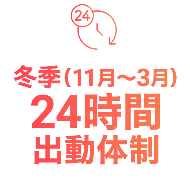 冬季（11月〜3月）24時間出勤体制