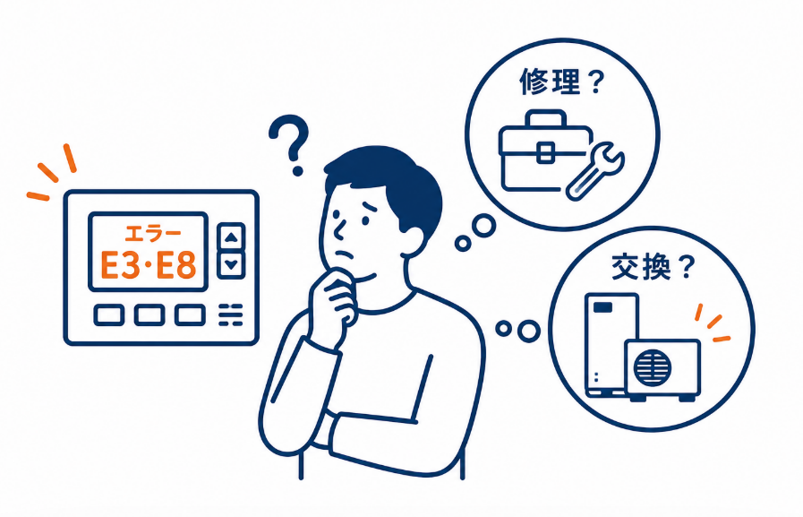 UKW-G4000A エラーE3・E8が出たら交換サイン